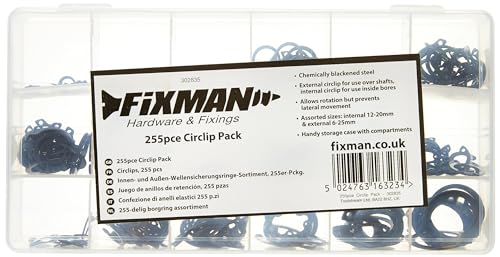 Fixman 302835 Innen- und Außen-Wellensicherungsringe-Sortiment 255-tlg, Black von Fixman