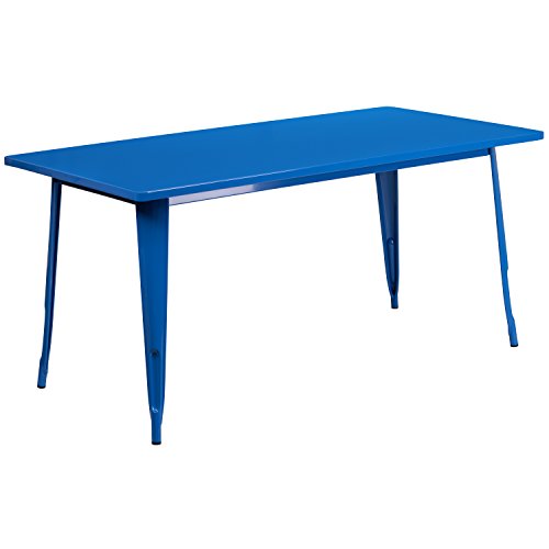 Flash Furniture 31.5'' x 63'' Rectangular Blue Metal Indoor-Outdoor Table, Blau von Flash Furniture