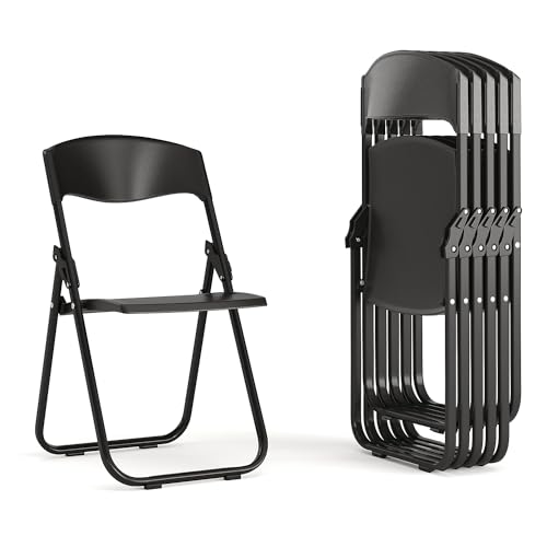 Flash Furniture 6 Pk. Hercules Series 880 lb. Capacity Heavy Duty Black Plastic Folding Chair with Built-in Ganging Brackets von Flash Furniture