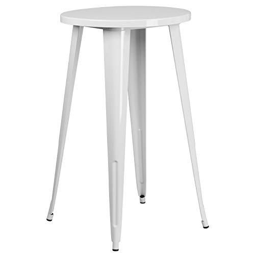 Flash Furniture Barhöhe, 61 cm, rund, Metall, für Innen- und Außenbereich, Weiß von Flash Furniture