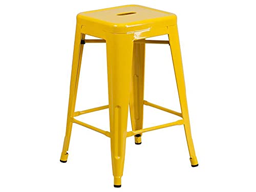 Flash Furniture Bunter Hocker aus Metall für Restaurants, Kunststoff, verzinkter Stahl, gelb, 4 Pack von Flash Furniture