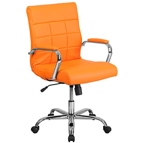 Flash Furniture Chefsessel aus Vinyl, mit Chromfuß und Armlehnen, Chrom, Orange, 63.5 x 60.96 x 34.29 cm von Flash Furniture