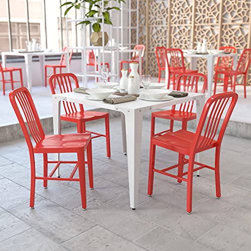Flash Furniture Stuhl für Innen und Außenbereich, Legierter Stahl Kunststoff, rot, 50.8 x 39.37 x 84.46 cm von Flash Furniture