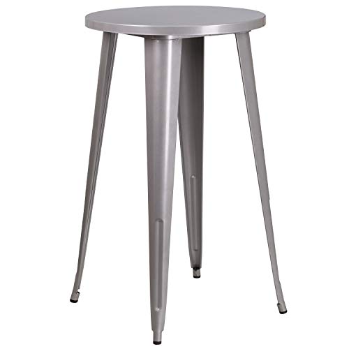 Flash Möbel 61 cm rund Metall Indoor-Outdoor Bar Höhe Tisch, Metall, Silber, 101.6 x 66.040000000000006 x 12.7 cm von Flash Furniture