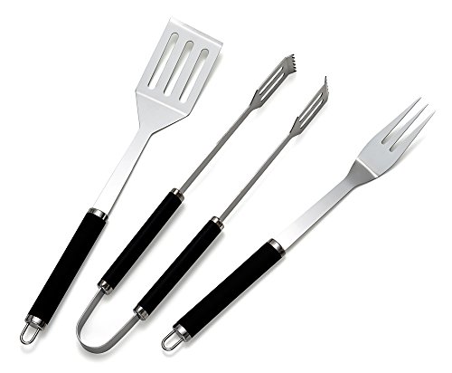 FLASH Grillbesteck Set Basic, schwarz, 37.5 x 6,2 x 3,8 cm von Flash