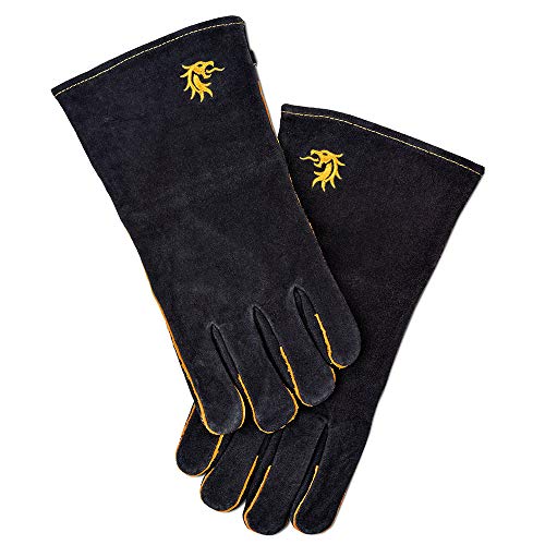 FLASH Hitzeschutzhandschuhe Leder, schwarz, 35 x 17,5 x 2,5 cm von FLASH