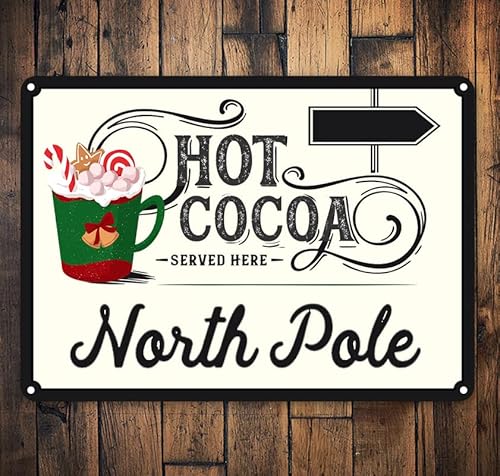 Blechschild mit Aufschrift "Hot Chocoate Bar" – Hot Cocoa Bar, Weihnachtskranz, Dekoration, Retro-Blechschild, Kunst, Heimdekoration für Wohnzimmer, Geschäft, Wanddekoration, 20,3 x 30,5 cm von Flavas
