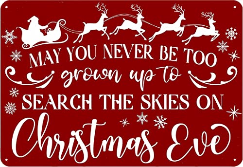Blechschild mit Aufschrift "May You Never Be Too Grown Up to Search the Skies on Christmas Eve", 20,3 x 30,5 cm von Flavas
