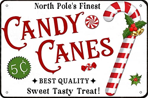 North Pole's Finest Candy Canes Sweet Tasty Treat Blechschild Vintage Bar Höhle Home Wanddekoration 20,3 x 30,5 cm von Flavas
