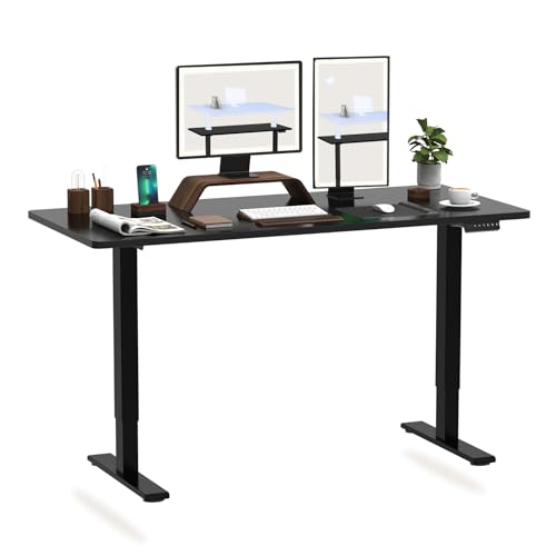 FLEXISPOT Hemera Höhenverstellbarer Schreibtisch (160 x 80 cm), mit Memory-Steuerung und Softstart/-Stop& integriertes Anti-Kollisionssystem, Schwarz Gestell + Schwarz Tischplatte von FLEXISPOT