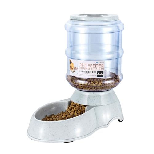 Flexzion Automatischer Futterspender für Katzen und Hunde automatisierte Auffüllung Futterautomat Trockenfutter-Spender für kleine & mittlere Haustiere Tierfutter (4-6 lbs) von Flexzion