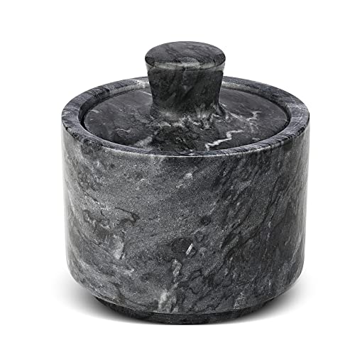 Flexzion Marmor Salzkeller mit Deckel, Mehrzweck-Marmorbehälter für Salz, Pfeffer, Paprika und gepuderte Kräuter, Marmorbox für Schmuck, Uhren und Zubehör Schwarz von Flexzion