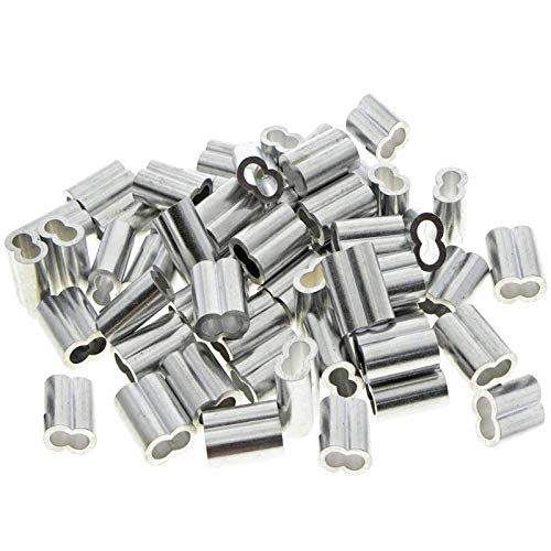 50 Stücke Aluminiumhülsen Alu Klemme, Aluminium-Crimpschlaufe, Profi Seilklemme 3mm Würgeklemmen aus Aluminium, für Stahlseil, Drahtseil Kabel, Silberton (3mm) von Floatdream