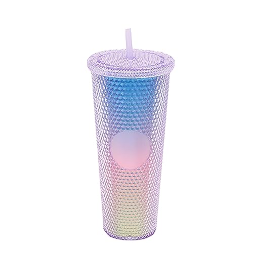 Floatdream Wiederverwendbarem Doppelwandiger Plastik Trinkbecher, 710ml Trinkbecher mit Strohhalm und Deckel, Trink Becher, Geeignet für Smoothies, Kaffee, Saft und Andere Kaltgetränke von Floatdream