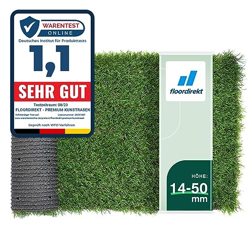 Floordirekt Premium Kunstrasen - Rasenteppich - Rollrasen - Kunststoffrasen - Garten-Rasen - Rasen für Balkon, Terrasse & Garten (Riviera (Höhe: 14mm), 200x1500 cm) von Floordirekt