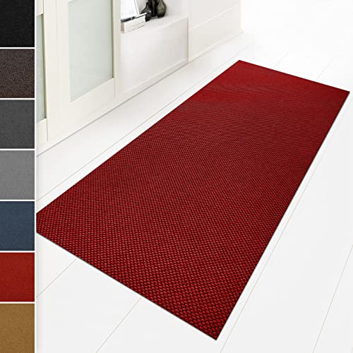 Floordirekt Schmutzfangmatte 100 x 400 cm Rot, ideal auch als Schmutzfangteppich nach Maß, Teppich Flur Läufer, Küchenteppich - waschbar rutschfest, Sauberlaufmatte, Meterware (Hong Kong) von Floordirekt