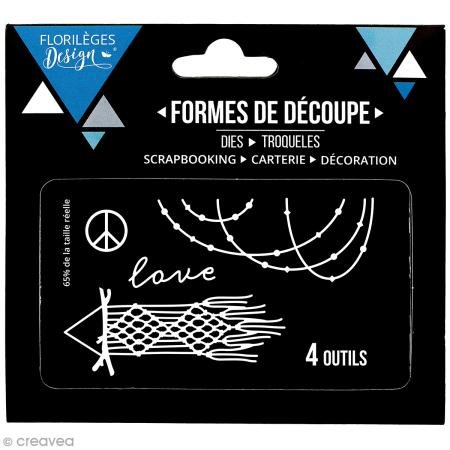 Florilèges Design Peace and Love Stanzwerkzeug, Metall, grau, 11,5 x 12,5 x 0,3 cm von Florilèges Design