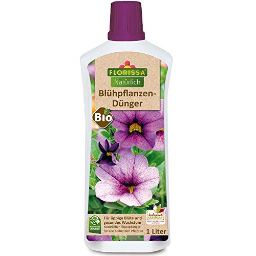 Florissa Natürlich BIO Blühpflanzendünger für alle blühenden Zimmer- und Gartenpflanzen| langanhaltende Blütenpracht | 100% vegan, aus rein pflanzlichen Rohstoffen, 1 Liter, Braun von Florissa Natürlich