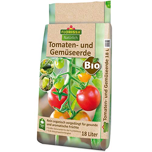 Florissa Natürlich 58500 Bio Tomaten- und Gemüseerde (18 l) | torffrei | mit hohem Aufnahmevermögen für Wärme und Wasser | für aromatische Früchte, Braun von Florissa Natürlich