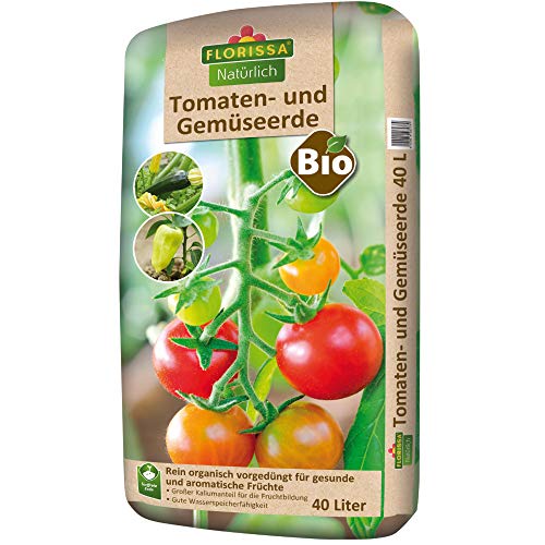 Florissa Natürlich 58578 Bio Tomaten- und Gemüseerde (40 l) | torffrei | mit hohem Aufnahmevermögen für Wärme und Wasser | für aromatische Früchte, Braun von Florissa Natürlich
