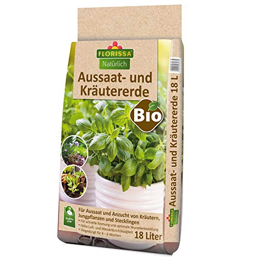 Florissa Natürlich Bio Aussaat- und Kräutererde (18 l) | torffrei | ideal für Jungpflanzen und Kräuter, Braun von Florissa Natürlich