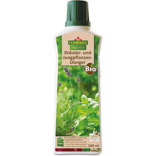 Florissa Natürlich BIO Kräuter- und Jungpflanzendünger für einen aromatischen Geschmack und ein schnelles Anwachsen der Kräuter | 500 ml für 67L Wasser, 58653, braun von Florissa Natürlich