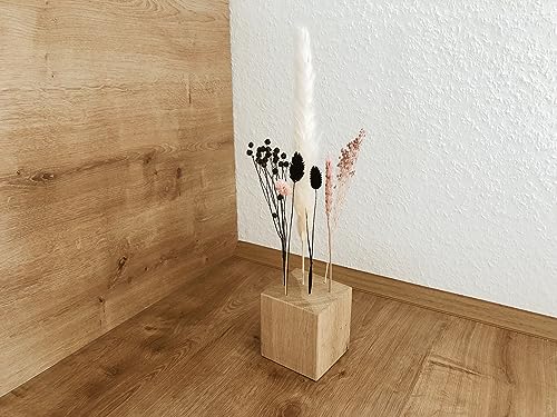 Flowerbar Cube | Massiver Holzblock mit getrockneten Blumen | Dekoelement, Unikat, Dekoration, Trockenblumen & edle Eiche (Day and Night) von Flowerbar