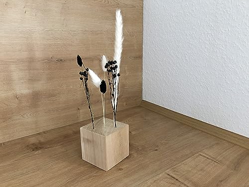Flowerbar Cube | Massiver Holzblock mit getrockneten Blumen | Dekoelement, Unikat, Dekoration, Trockenblumen & edle Eiche (Traumtänzer) von Flowerbar