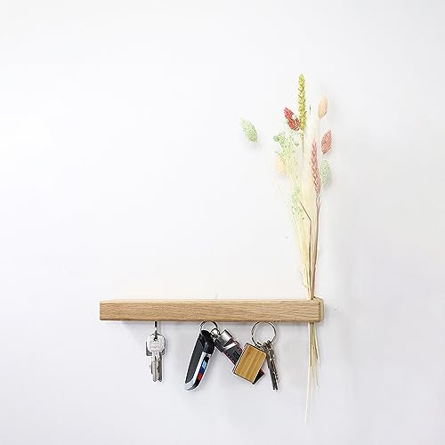 Flowerbar Keys | Flur, Garderobe, Wanddeko | Schlüsselbrett aus Massivholz | magnetisches Schlüsselboard | Schlüsselhalter mit 3 starken Magnetpunkten | Trockenblumen & edle Eiche (Dolce Vita) von Flowerbar