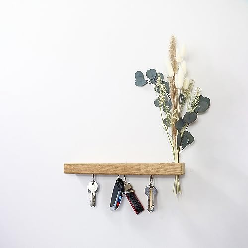 Flowerbar Keys | Flur | Schlüsselbrett aus Massivholz | magnetisches Schlüsselboard | Schlüsselhalter mit 3 starken Magnetpunkten | 30cm lang | Trockenblumen & edle Eiche (Fernweh) von Flowerbar