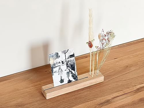 Flowerbar Memories | Fotoleiste | Kartenhalter aus Massivholz | Geschenk, Flowerboard, Blumenleiste, Trockenblumen & edle Eiche (Dolce Vita) von Flowerbar