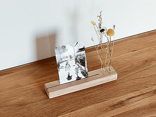 Flowerbar Memories | Fotoleiste | Kartenhalter aus Massivholz | Geschenk, Flowerboard, Blumenleiste, Trockenblumen & edle Eiche (Sommerwiese) von Flowerbar