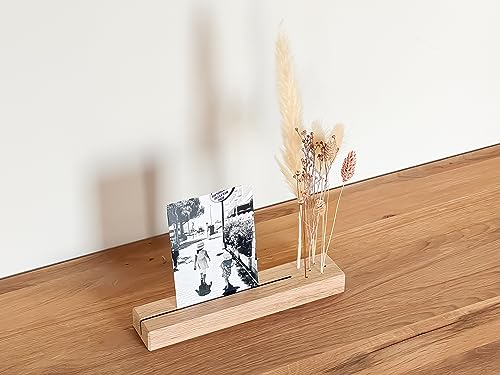 Flowerbar Memories | Fotoleiste | Kartenhalter aus Massivholz | Geschenk, Flowerboard, Blumenleiste, Trockenblumen & edle Eiche (FATA Morgana) von Flowerbar