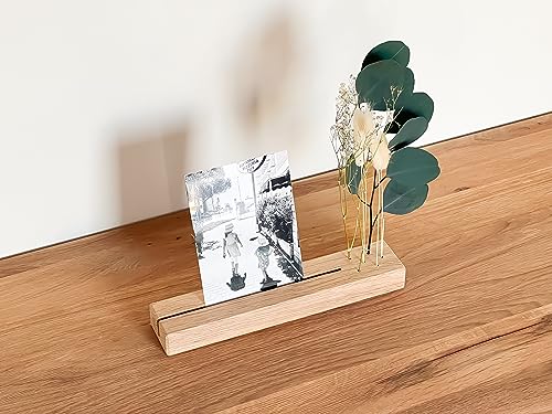 Flowerbar Memories | Fotoleiste | Kartenhalter aus Massivholz | Geschenk, Flowerboard, Blumenleiste, Trockenblumen & edle Eiche (Fernweh) von Flowerbar
