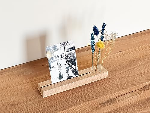Flowerbar Memories | Fotoleiste | Kartenhalter aus Massivholz | Geschenk, Flowerboard, Blumenleiste, Trockenblumen & edle Eiche (Schwedenglück) von Flowerbar