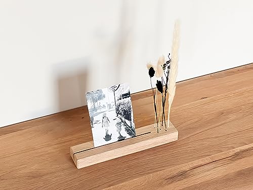 Flowerbar Memories | Fotoleiste | Kartenhalter aus Massivholz | Geschenk, Flowerboard, Blumenleiste, Trockenblumen & edle Eiche (Traumtänzer) von Flowerbar