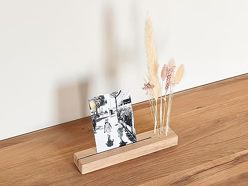 Flowerbar Memories | Fotoleiste | Kartenhalter aus Massivholz | Geschenk, Flowerboard, Blumenleiste, Trockenblumen & edle Eiche (Zuckerwatte) von Flowerbar