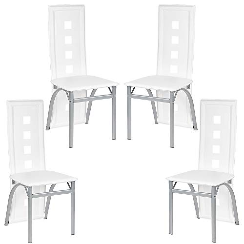 Flyelf Esszimmerstühle, 2 Stück, hohe Rückenlehne, breite Sitzfläche, Küche Esszimmer Möbel 4er Set, weiß von Flyelf