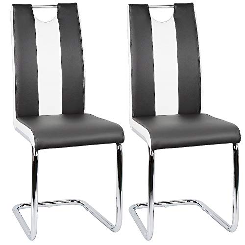 Flyelf Freischwinger Stuhl Vegas 2er Set Esszimmerstühle für Küche/Esszimmer/Büro (Schwarz - Weiß, 2) von Flyelf
