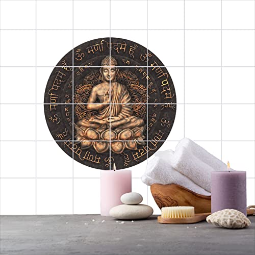 FoLIESEN Fliesenaufkleber - Deko-Bild für Bad, Küche, Badezimmer - Dekoration Fliesen-Bild selbstklebend - Buddha, Fliese - Bild (BxH):20x20 cm - 100x100 cm / 25-tlg. von FoLIESEN