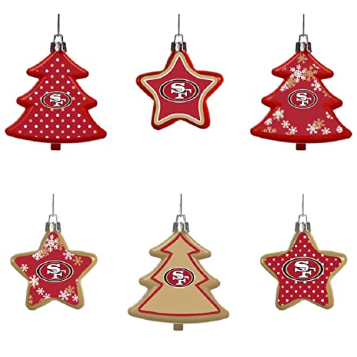 NFL San Francisco 49ers Baumbehang 6-teiliges Ornament Set Tree and Star Weihnachtsbaum Kugeln von Foco