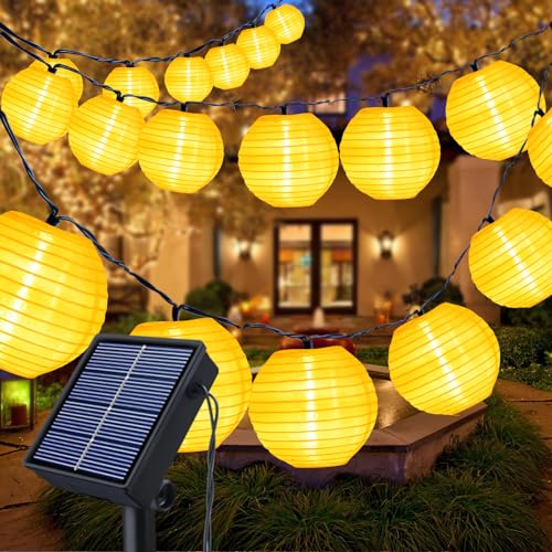 Solar Lichterkette Außen, 6M 20 LED Lampion Lichterkette Wasserdicht Laternen, 8 Modi Solarlichterkette Weihnachtsbeleuchtung Deko für Garten Balkon Bäume Rasen Party Hof Hochzeit Weihnachten von Fohil