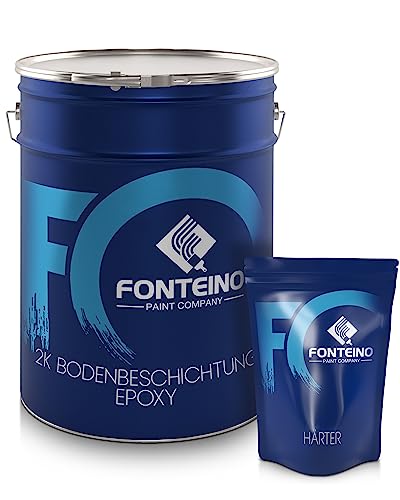 Fonteino 2K Epoxidharz Bodenbeschichtung Bodenfarbe Fußbodenfarbe Epoxy Garage - Anthrazitgrau 20Kg von Fonteino