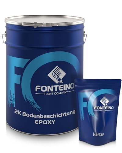 Fonteino 2K Epoxidharz Bodenbeschichtung Bodenfarbe Fußbodenfarbe Epoxy Garage - Anthrazitgrau 20Kg von Fonteino
