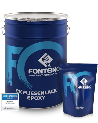 2K Fliesenlack Fliesenfarbe Wandfliesen Bodenfliesen - Reinweiss 10Kg von Fonteino