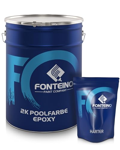 Fonteino 2K Schwimmbadfarbe Poolfarbe Betonbecken Schwimmbeckenfarbe Silbergrau - 5Kg von Fonteino