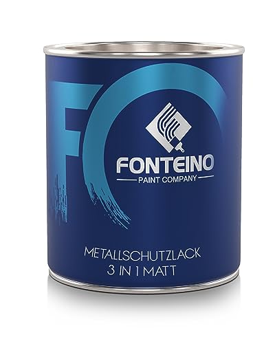 Fonteino Metallschutzlack 3in1 Metallfarbe Rostschutzfarbe Decklack Matt - Weiß 750ml von Fonteino