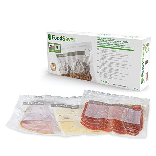 FoodSaver, wiederverwendbare Vakuumbeutel mit Zippverschluss | für FoodSaver Lebensmittel-Vakuumierer | BPA-frei | 3,8 l | 20 Beutel von FoodSaver