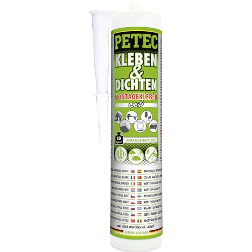 PETEC Kleber Montagekleber Außen & Innen weiß Universalkleber extra stark Kleben & Dichten. Baukleber Dichtmasse für saugende und nichtsaugende Klebeflächen 94529 von PETEC