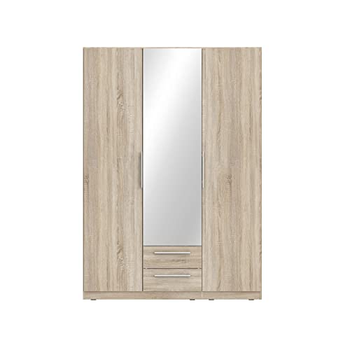 FORTE Cadixo Kleiderschrank mit 2 Türen, 1 Spiegeltür und 2 Schubladen, Holzwerkstoff, Sonoma Eiche , 150,6 x 212,9 x 58,9 cm von Forte